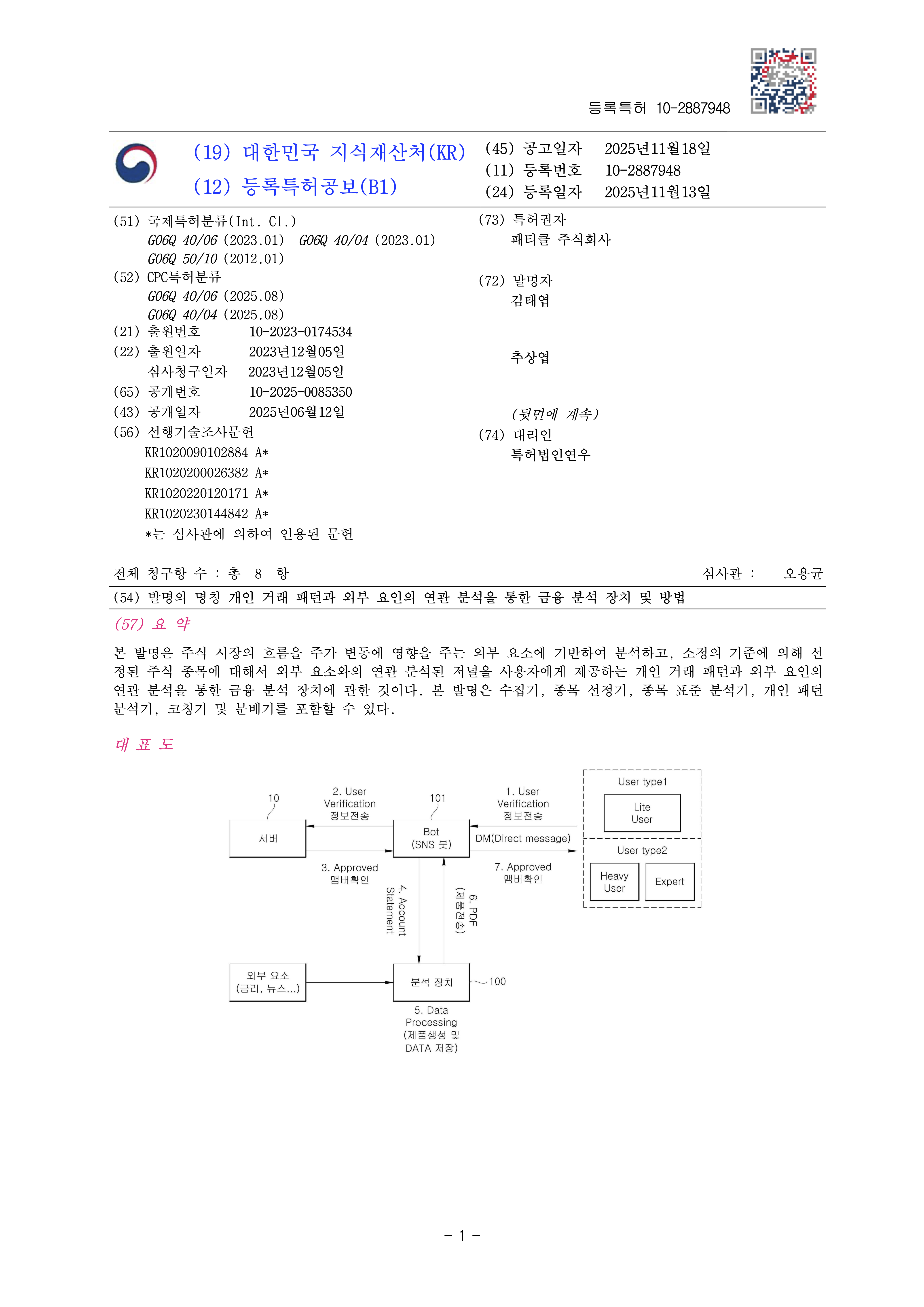 금융 AI 특허증